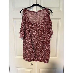 Weekend by Suzanne Betro Red Floral Blouse Size M